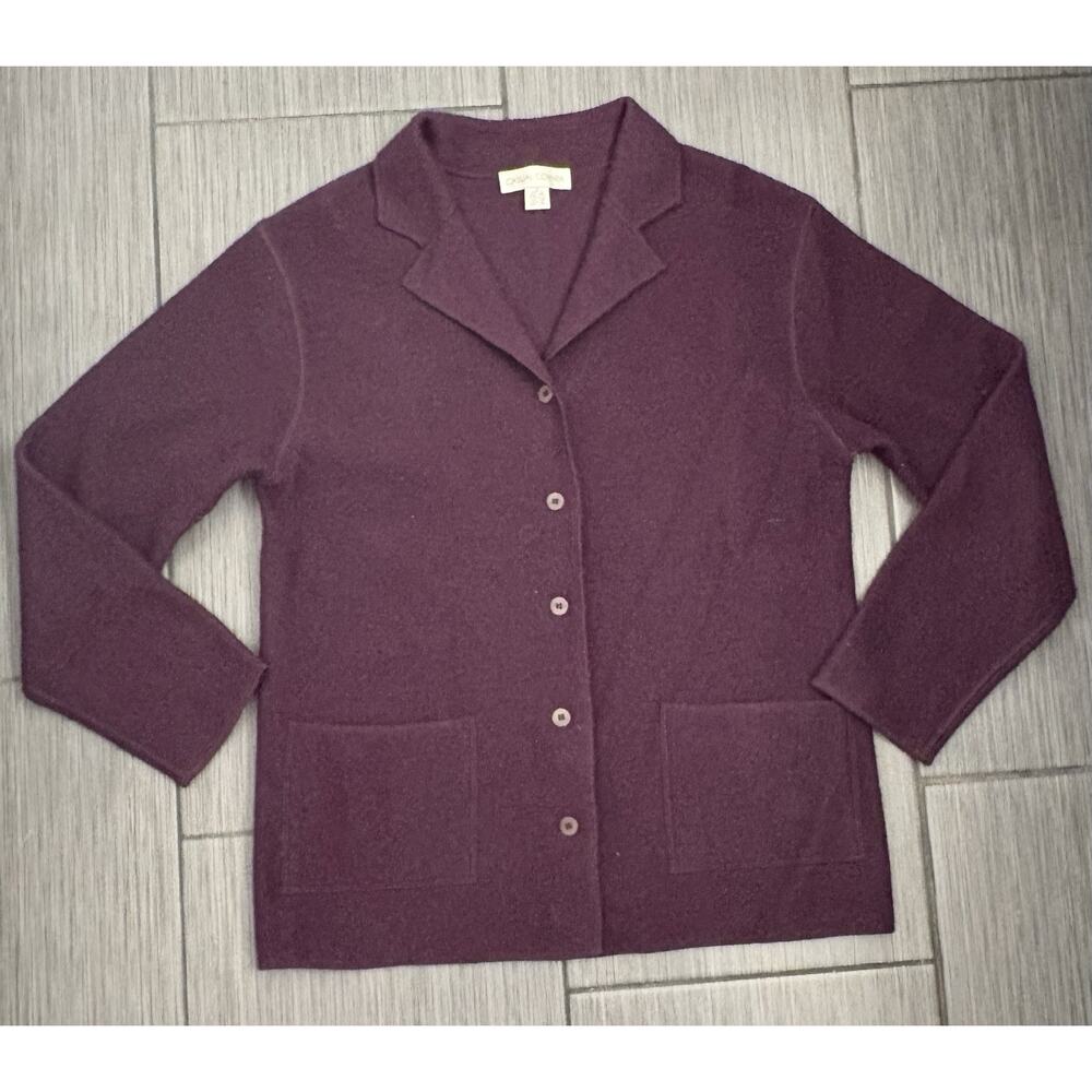 Vintage Casual Corner Women’s Wool Sweater Blazer Size Medium Purple